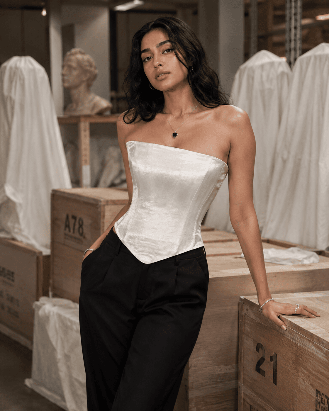 Strapless Slim Fit Corset Top in White