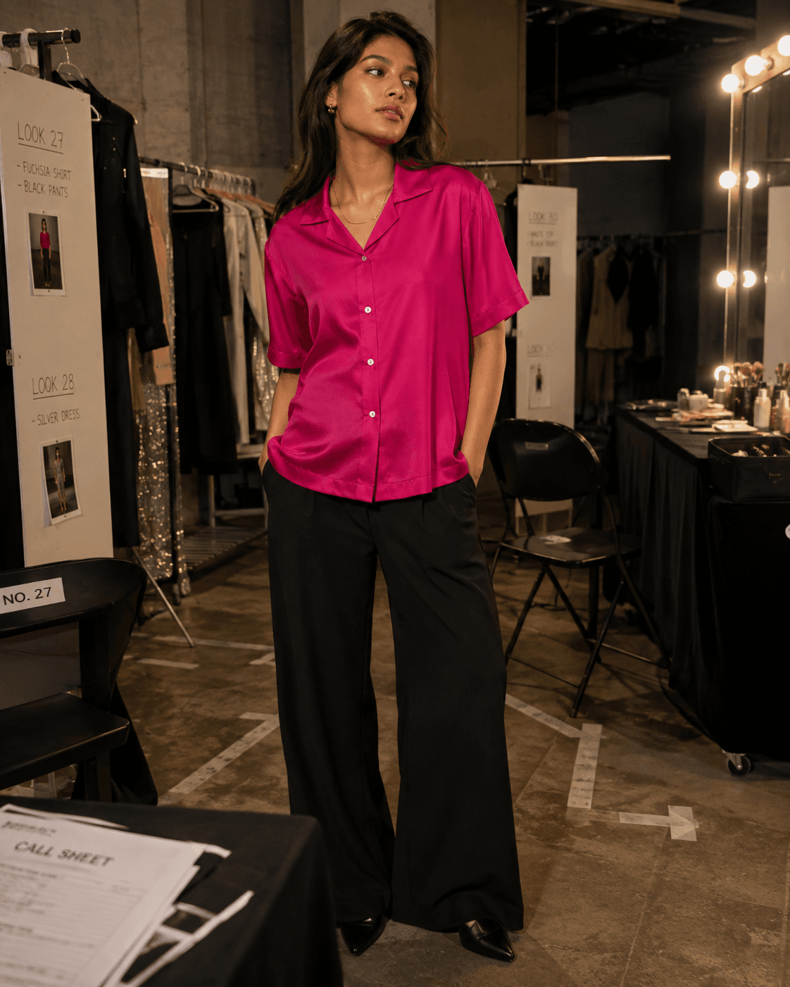 Silk Crepe Shirt (Pink)