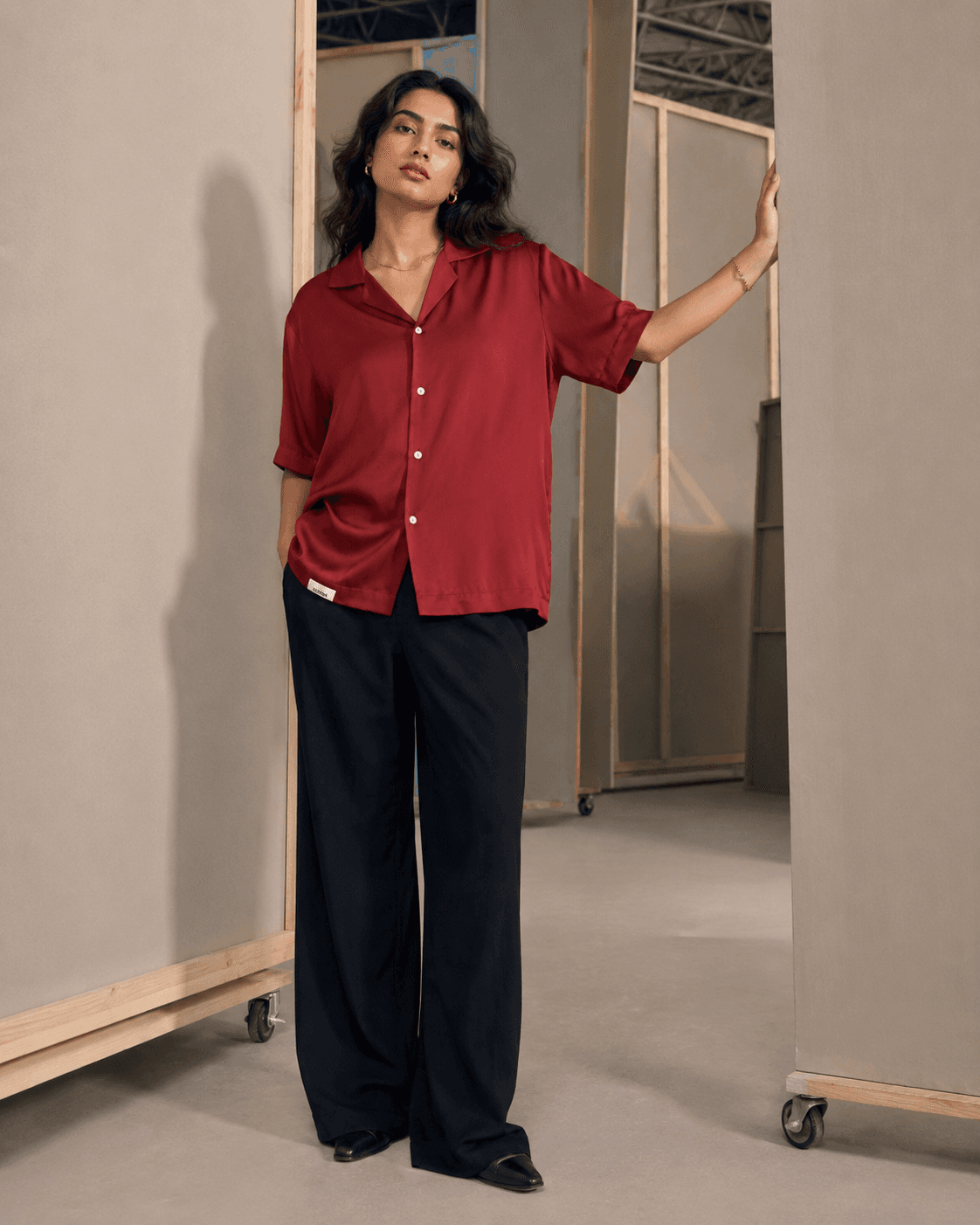 Silk Crepe Shirt (Red)