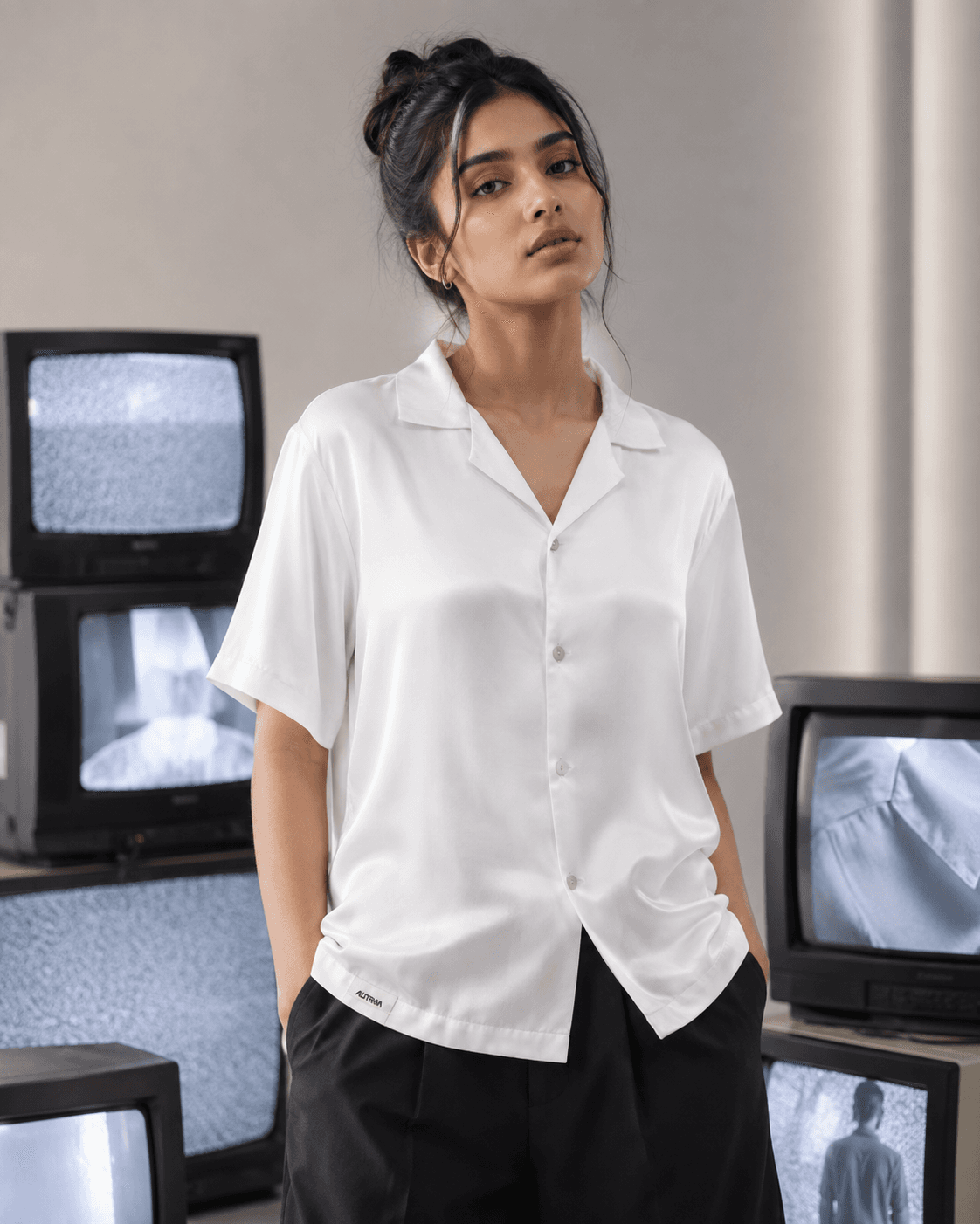 Silk Crepe Shirt (White)